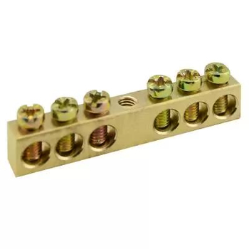 Шина PEN TS-0609C 6х9 6 отверстий крепление по центру Энергия - Электрика, НВА - Щитки и аксессуары для монтажа - Шины нулевые - . Магазин оборудования для автономного и резервного электропитания Ekosolar.ru в Ельце