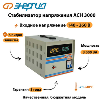 Однофазный стабилизатор напряжения Энергия АСН 3000 - Стабилизаторы напряжения - Однофазные стабилизаторы напряжения 220 Вольт - Энергия АСН - . Магазин оборудования для автономного и резервного электропитания Ekosolar.ru в Ельце