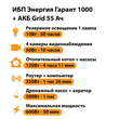 ИБП для котла Энергия Гарант 1000 + Аккумулятор Grid 55 Ah 12 v (600Вт - 50мин) - ИБП и АКБ - ИБП для котлов - . Магазин оборудования для автономного и резервного электропитания Ekosolar.ru в Ельце